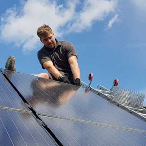 pest id technician pigeon proofing solar panels