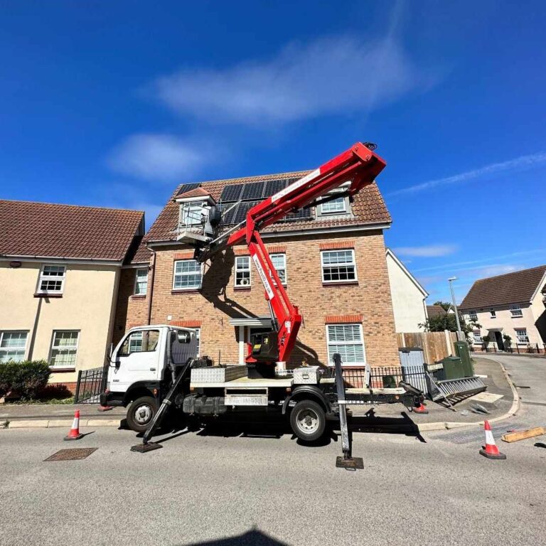 Pest ID Crane accessing top of property to remove pigeon guano